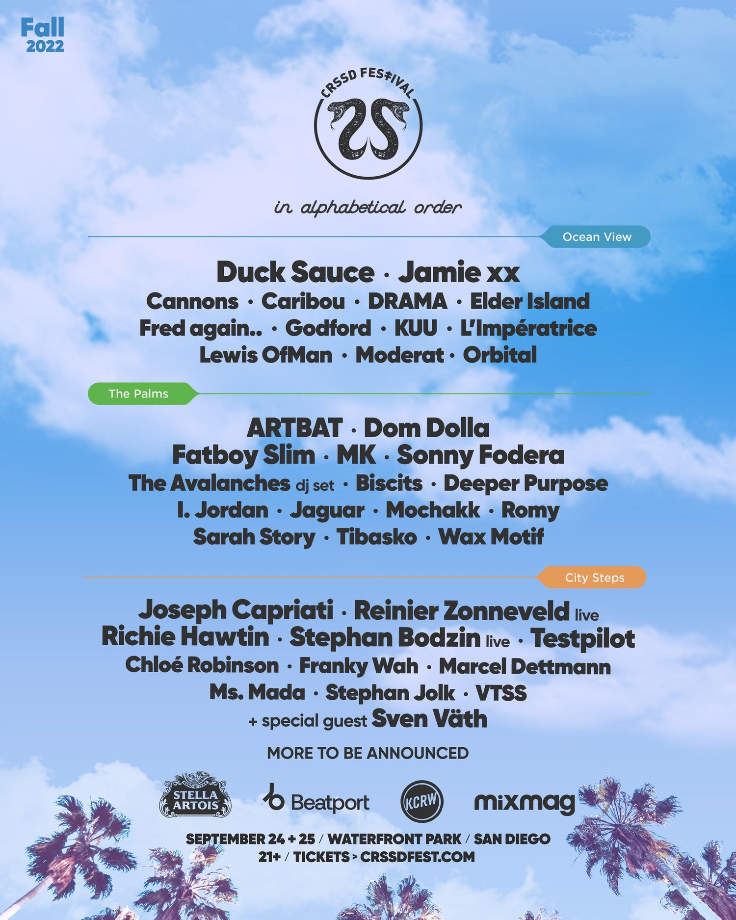 CRSSD announces Jamie xx, Duck Sauce, Fatboy Slim, MK, Dom Dolla, Sonny Fodera, Testpilot, Fred again.., Wax Motif, I. Jordan + more for Fall 2022 edition - Electric Family
