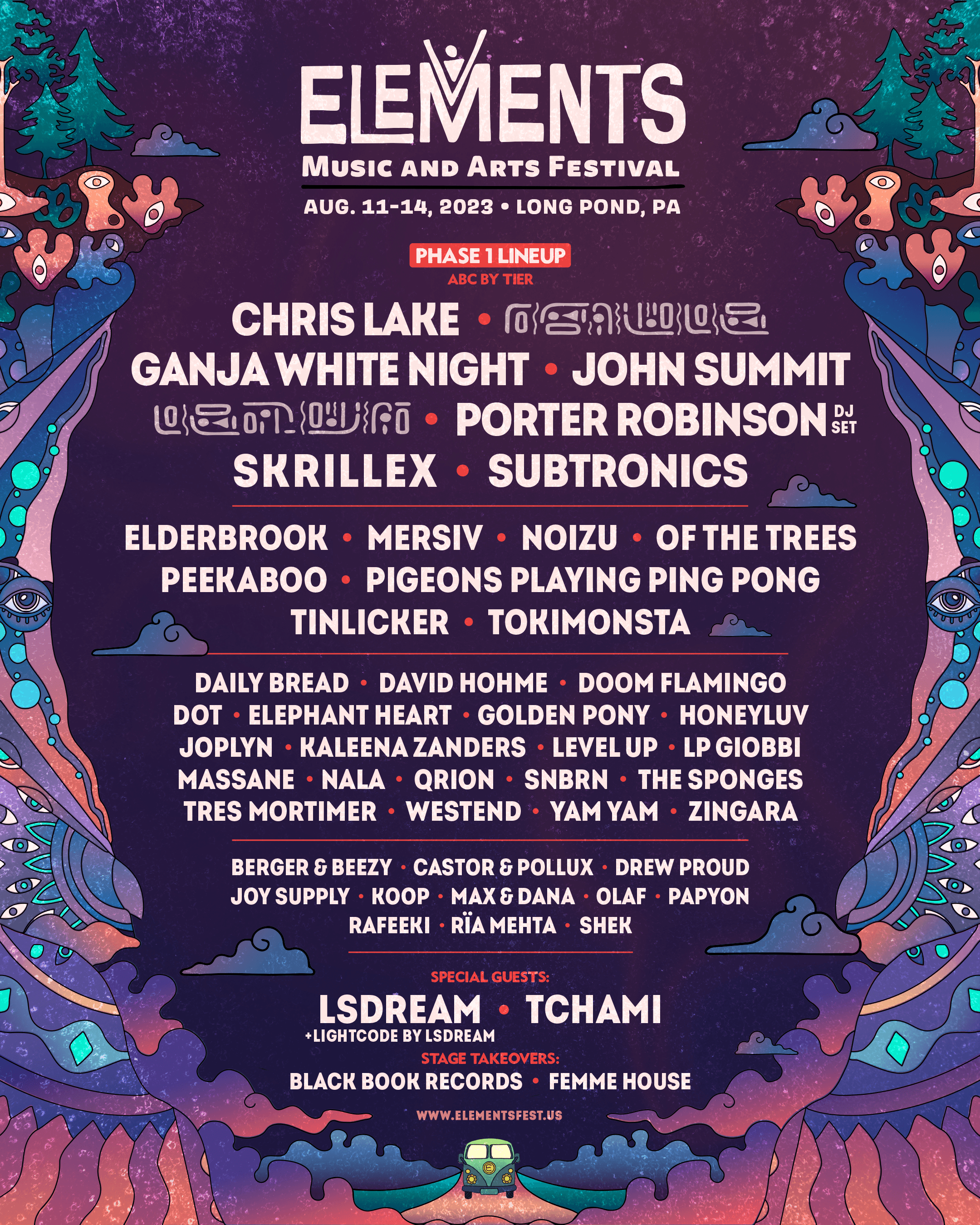 Elements Music & Arts Festival Announces Skrillex, Porter Robinson, Chris Lake, TOKiMONSTA, John Summit, Subtronics, LP Giobbi + More for 2023 Edition - Electric Family