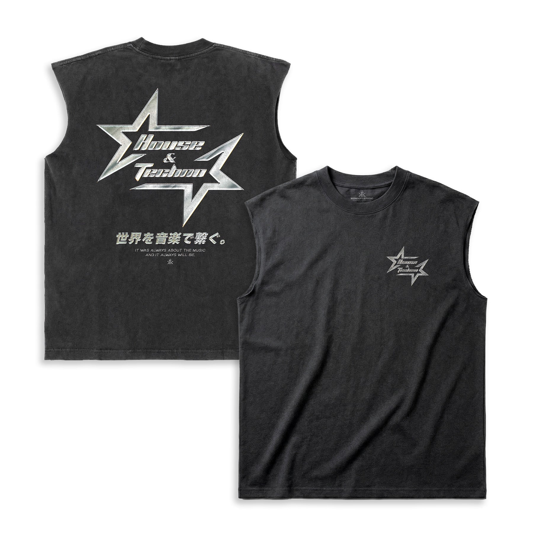 Chrome Star Sleeveless Tee / Vintage Black