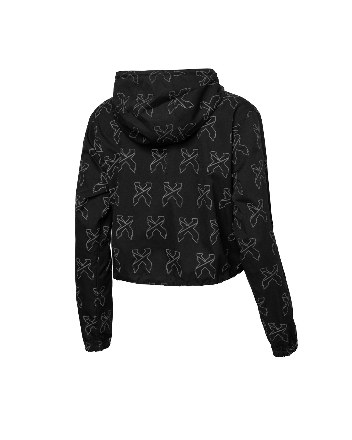 Sliced Logo All-Over Spectrum Reflective Women's Crop Anorak Jacket (Black) - Excision