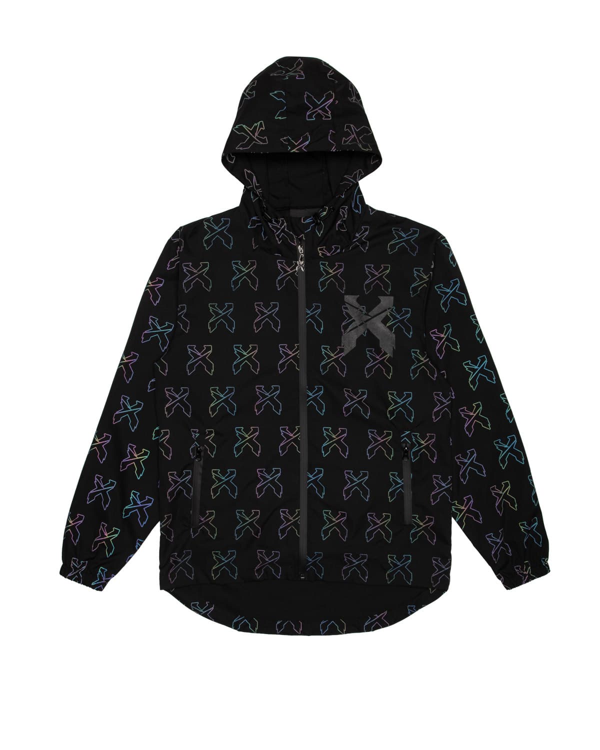 Sliced Logo All-Over Spectrum Reflective Zip Up Jacket (Black) - Excision