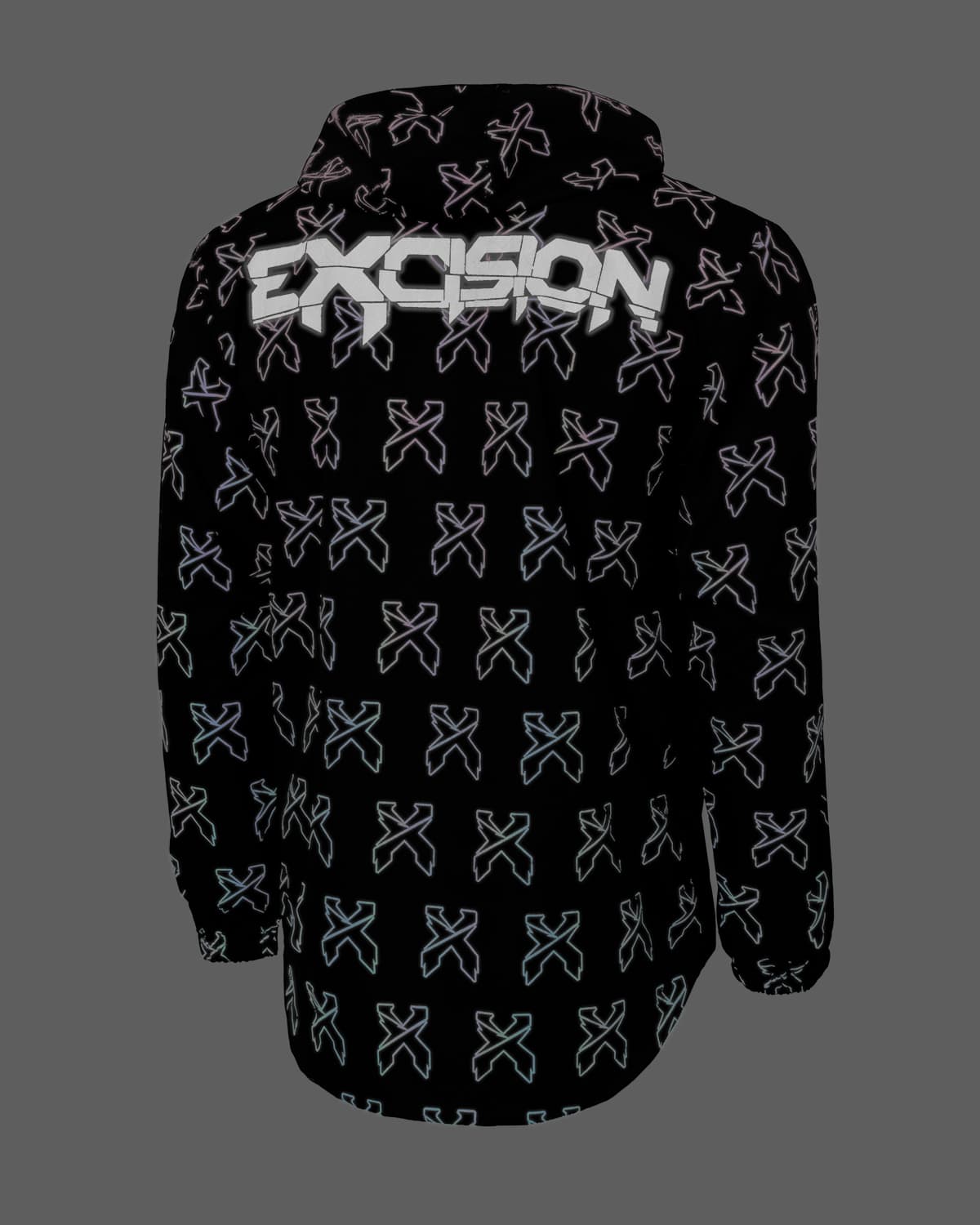 Sliced Logo All-Over Spectrum Reflective Zip Up Jacket (Black) - Excision