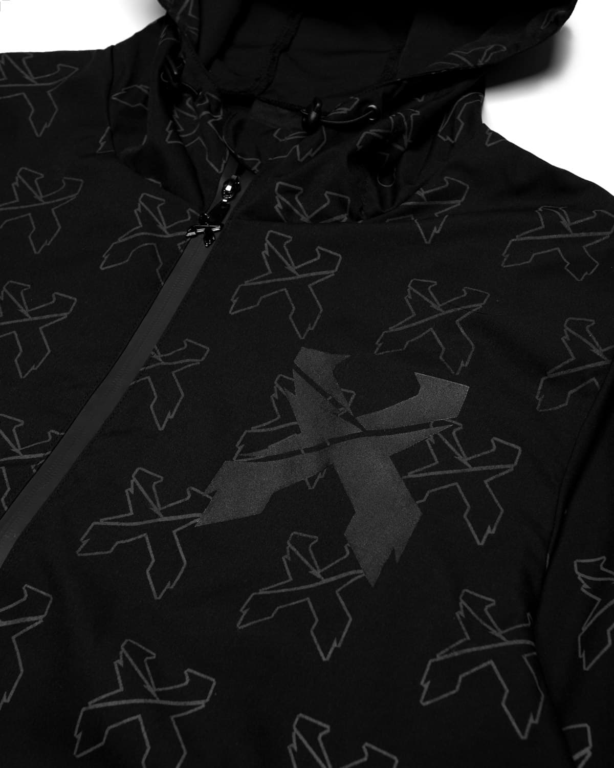 Sliced Logo All-Over Spectrum Reflective Zip Up Jacket (Black) - Excision