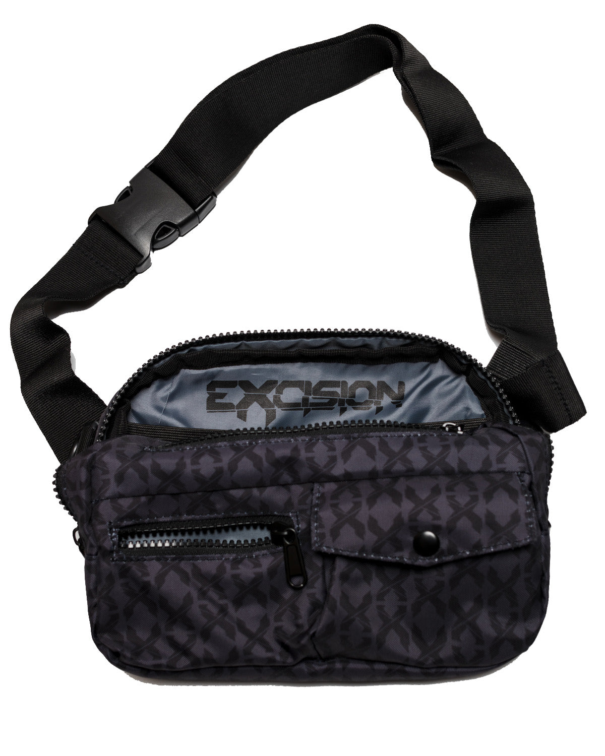 Sliced Logo All-Over Waist Bag (Black/Black) - Excision