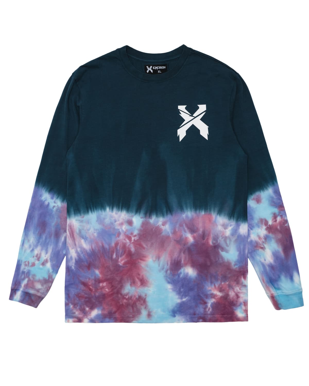 Sliced Logo Split Tie Dye Long Sleeve Tee (Slate Blue/Tie Dye) - Excision