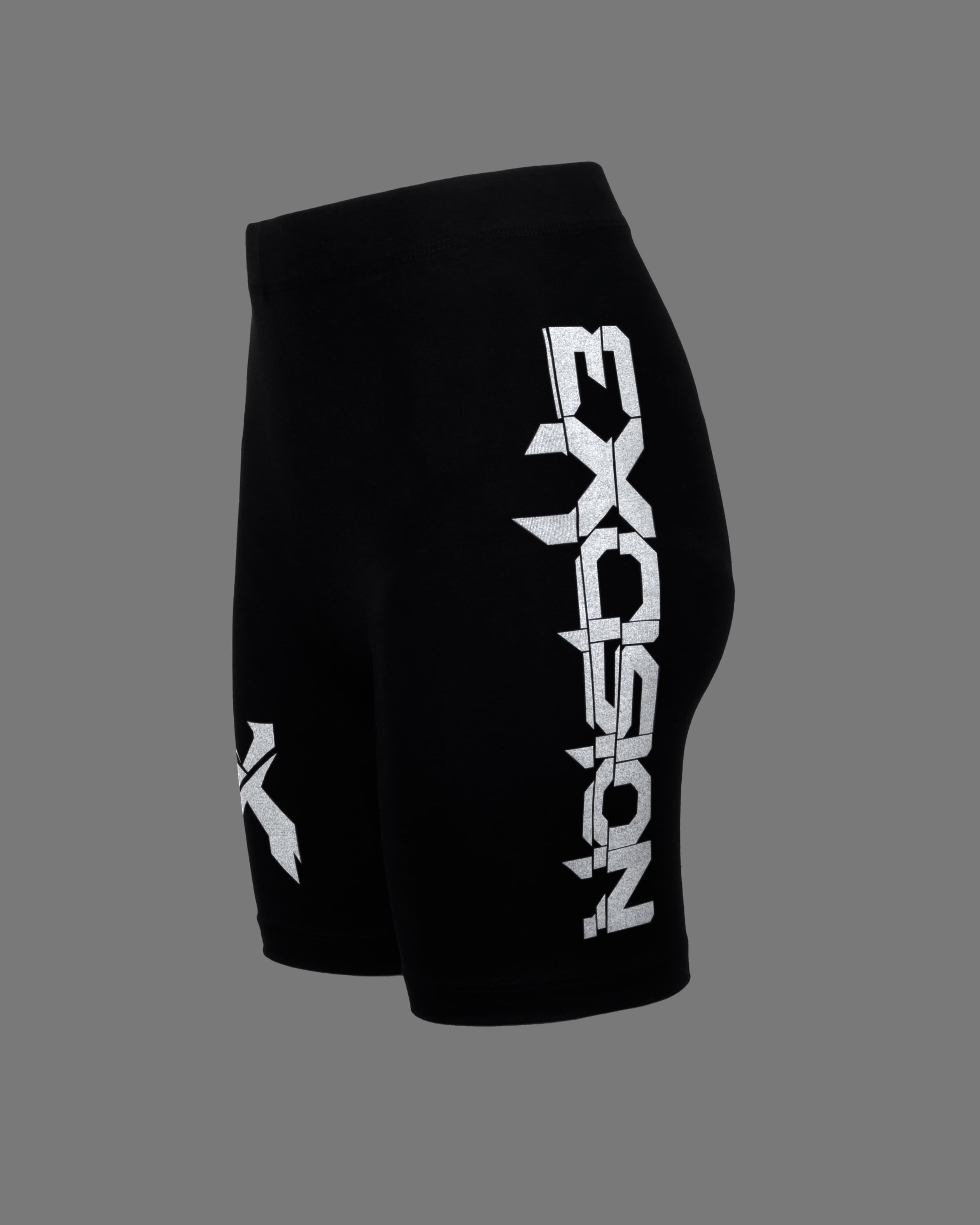 Sliced Logo Women's Reflective Bike Shorts (Black) - Excision