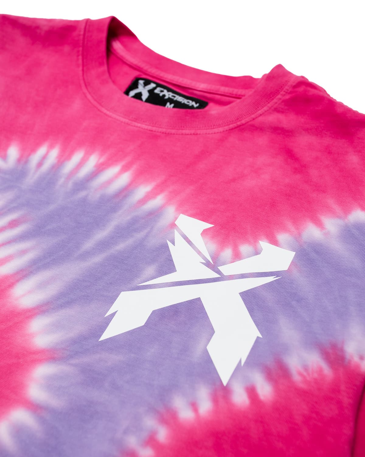 Sliced Logo Women's Long Sleeve Cropped Tee (Pink/Purple Tie Dye) - Excision
