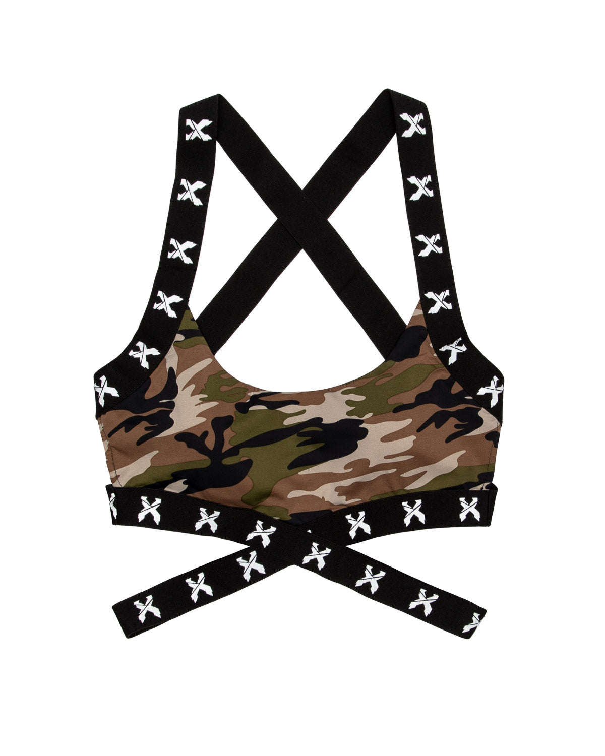 Sliced Logo X Cross Sports Bra (Camo) - Excision