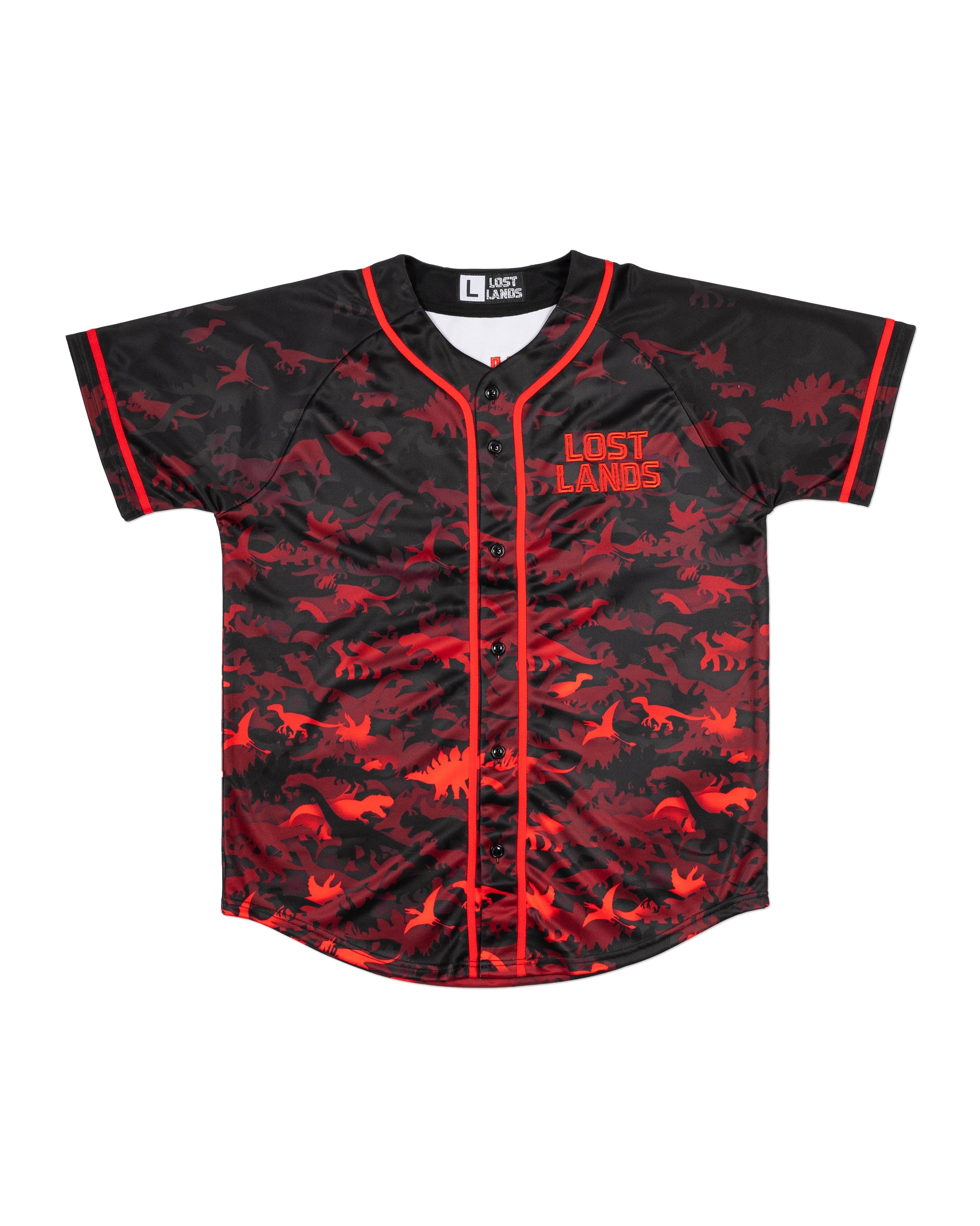 Lost Lands Red Dino Baseball Jersey - Excision