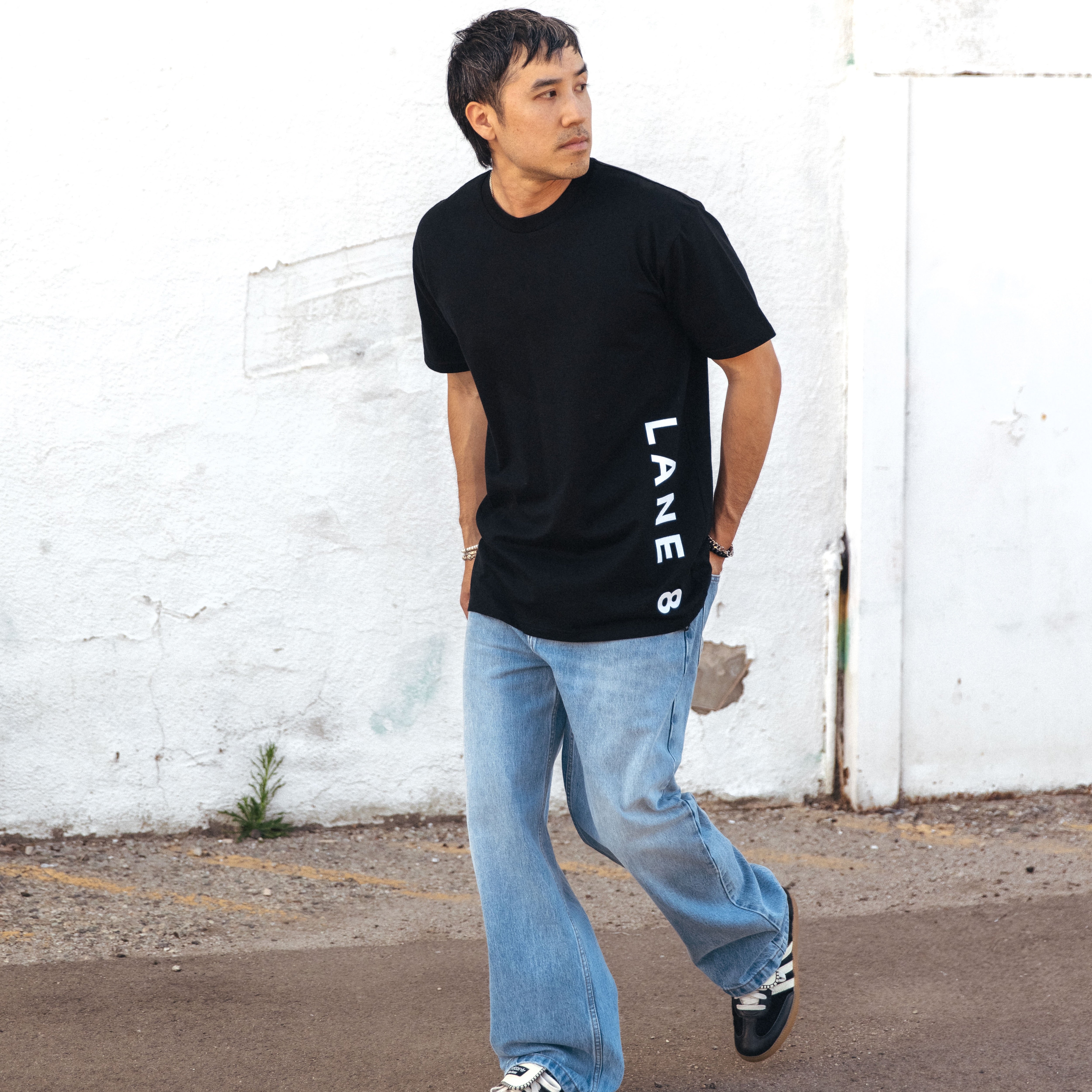 Lane 8 Black & White Logo Tee