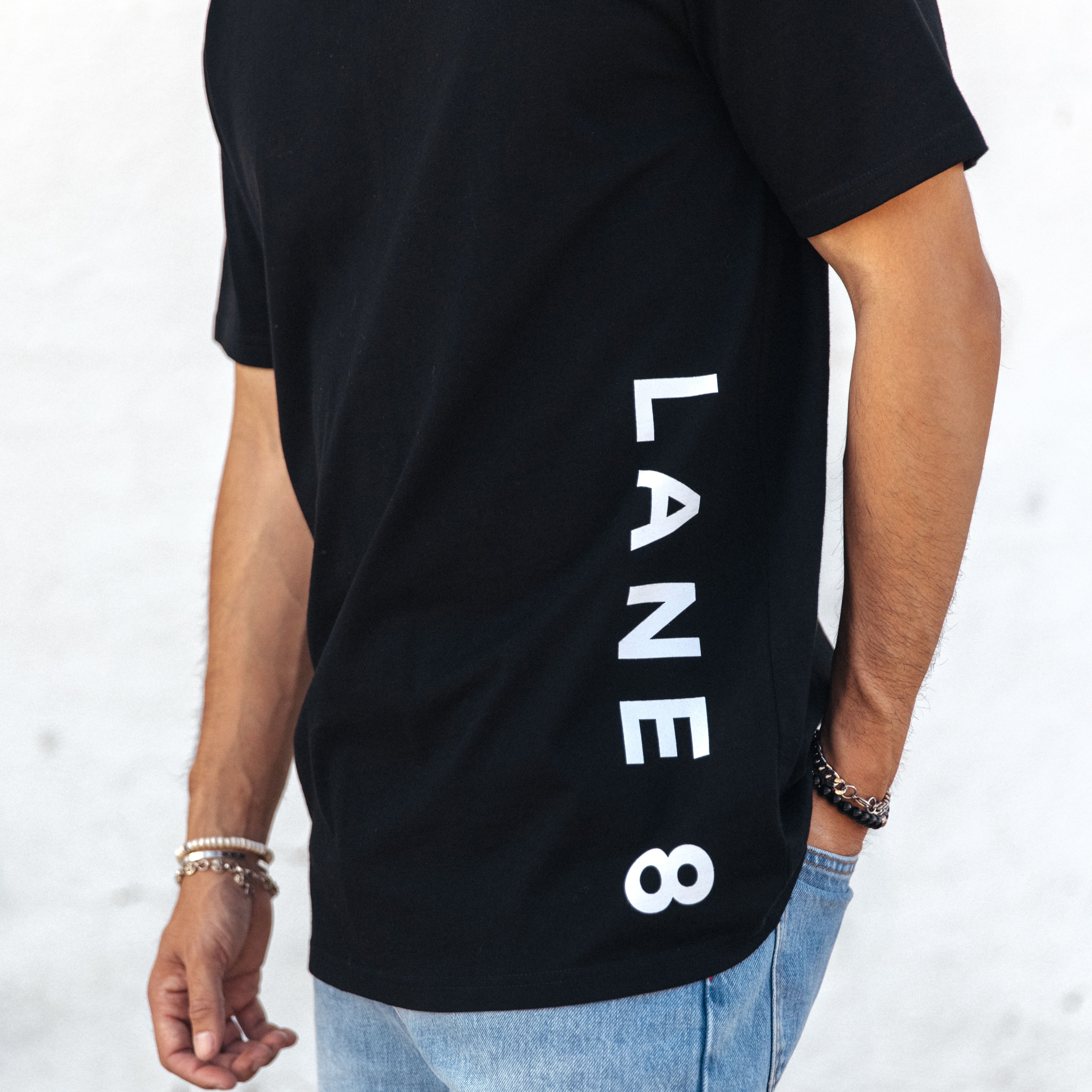 Lane 8 Black & White Logo Tee