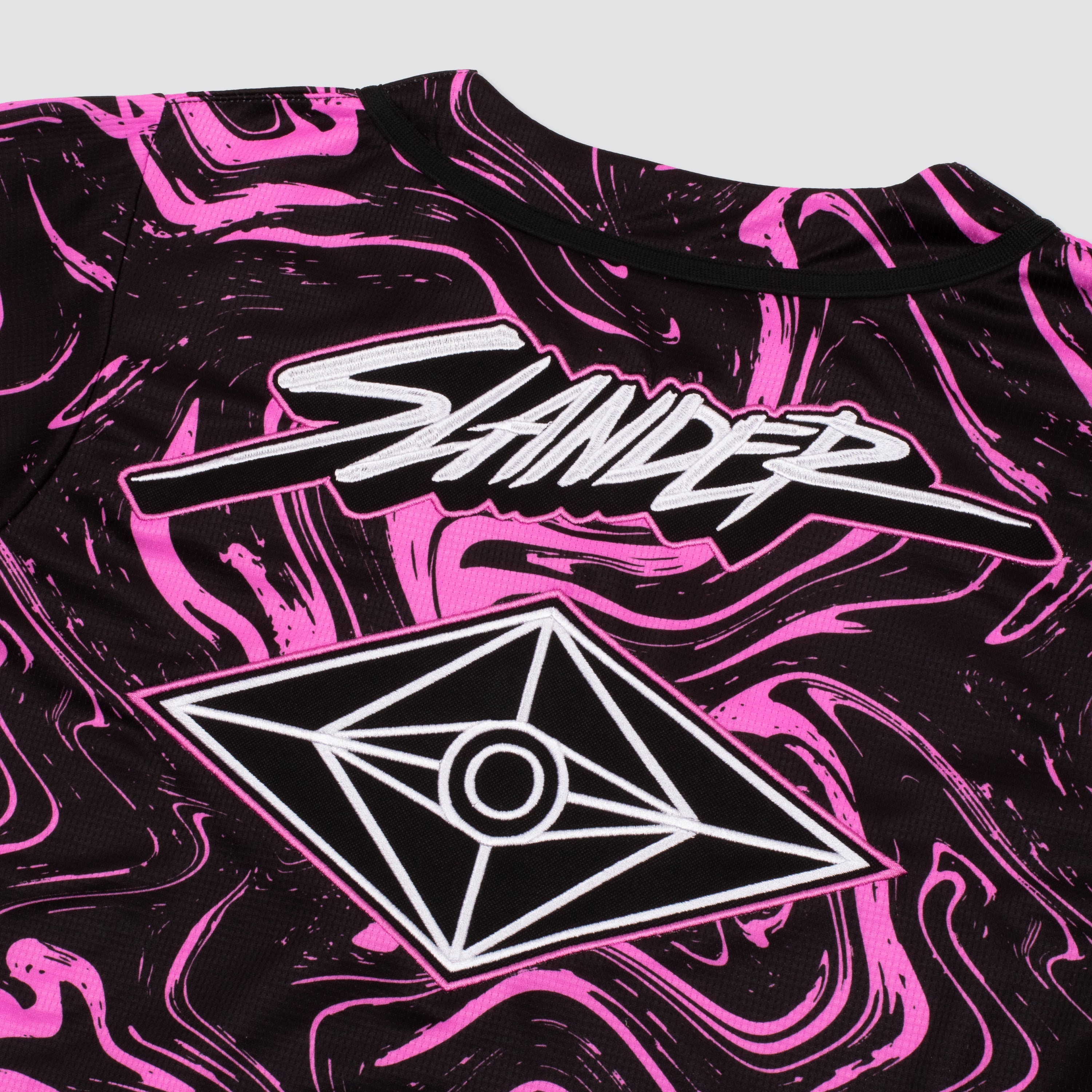SPACEMAN CROP JERSEY - PINK/BLACK MARBLE - Slander Merchandise