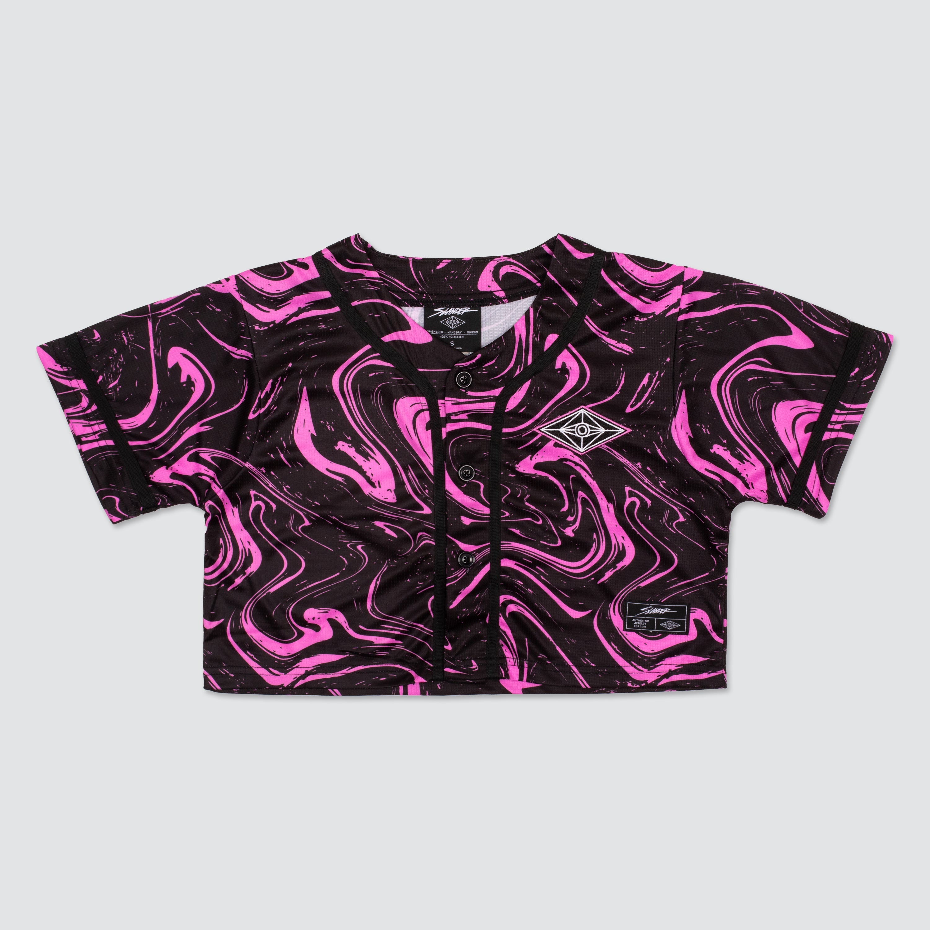 SPACEMAN CROP JERSEY - PINK/BLACK MARBLE - Slander Merchandise
