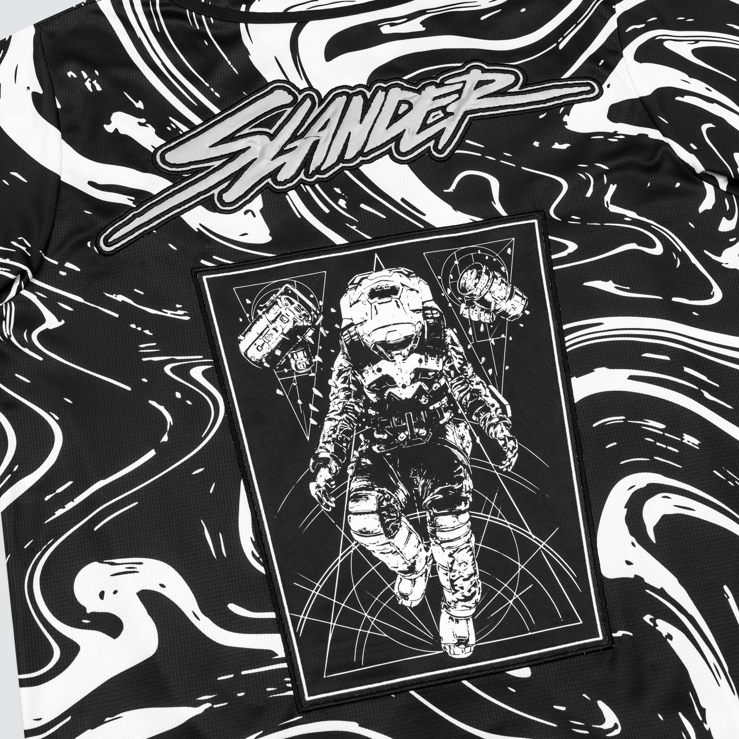 SPACEMAN JERSEY - BLACK/WHITE REFLECTIVE MARBLE - Slander Merchandise