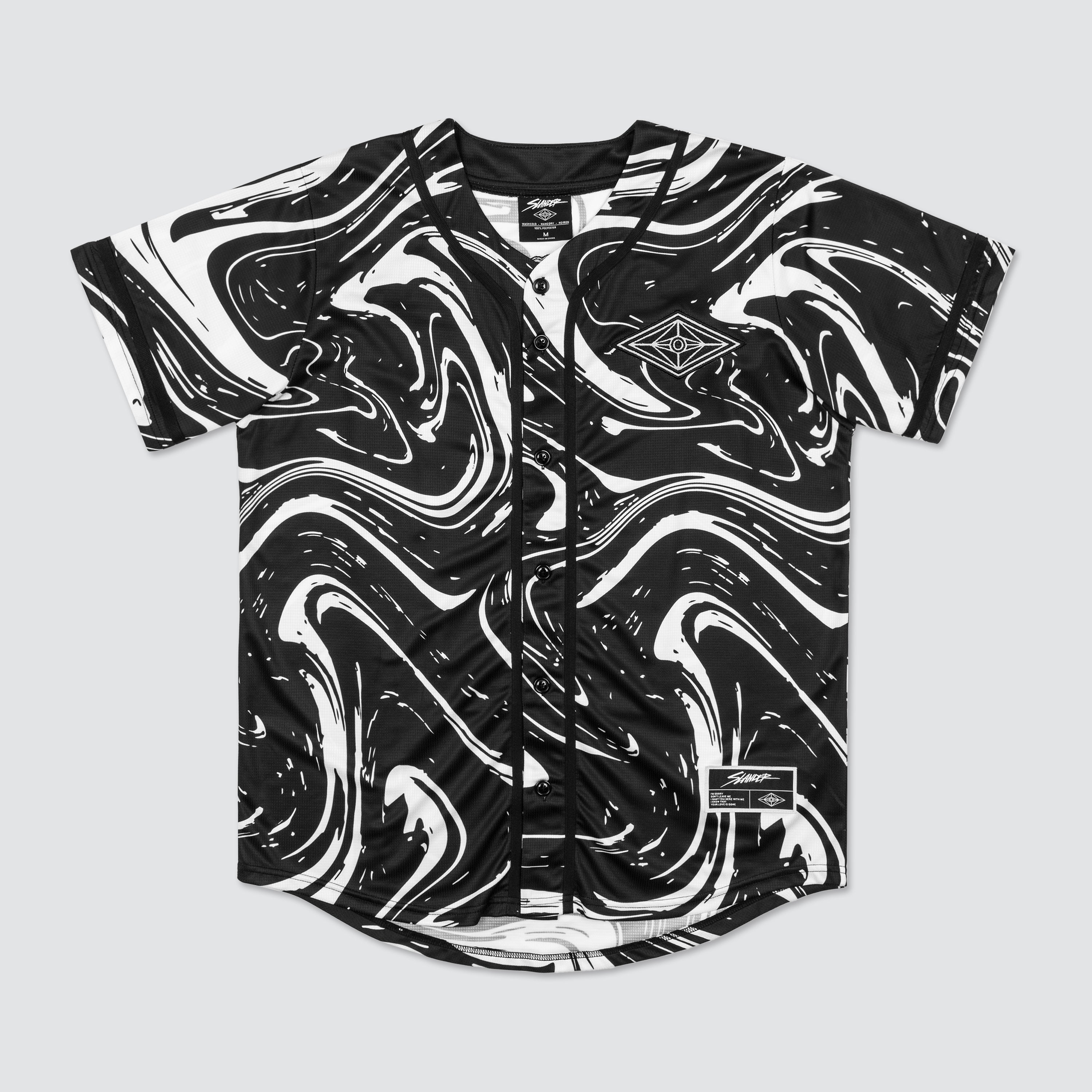 SPACEMAN JERSEY - BLACK/WHITE REFLECTIVE MARBLE - Slander Merchandise