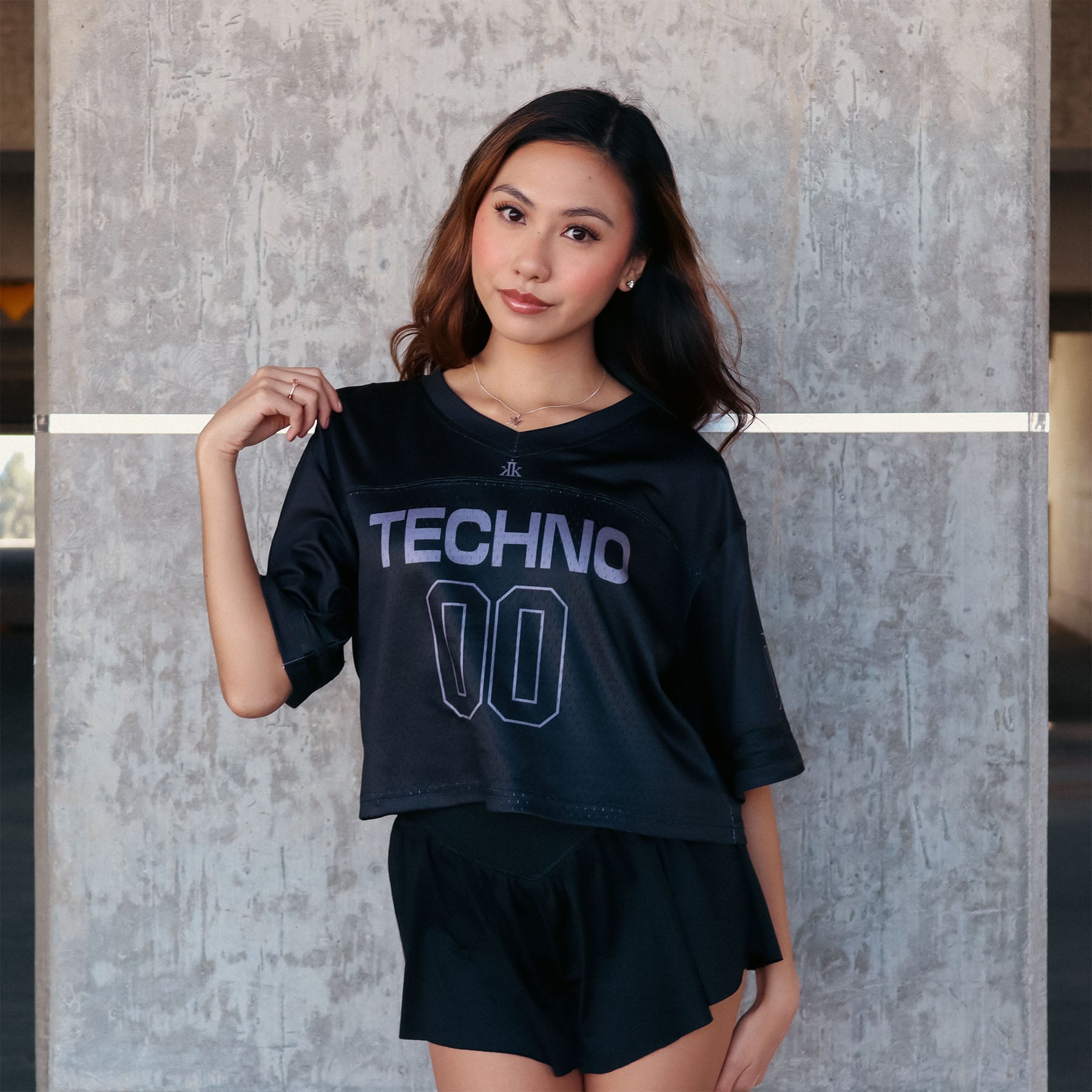 Techno Cropped Football Jersey / Black