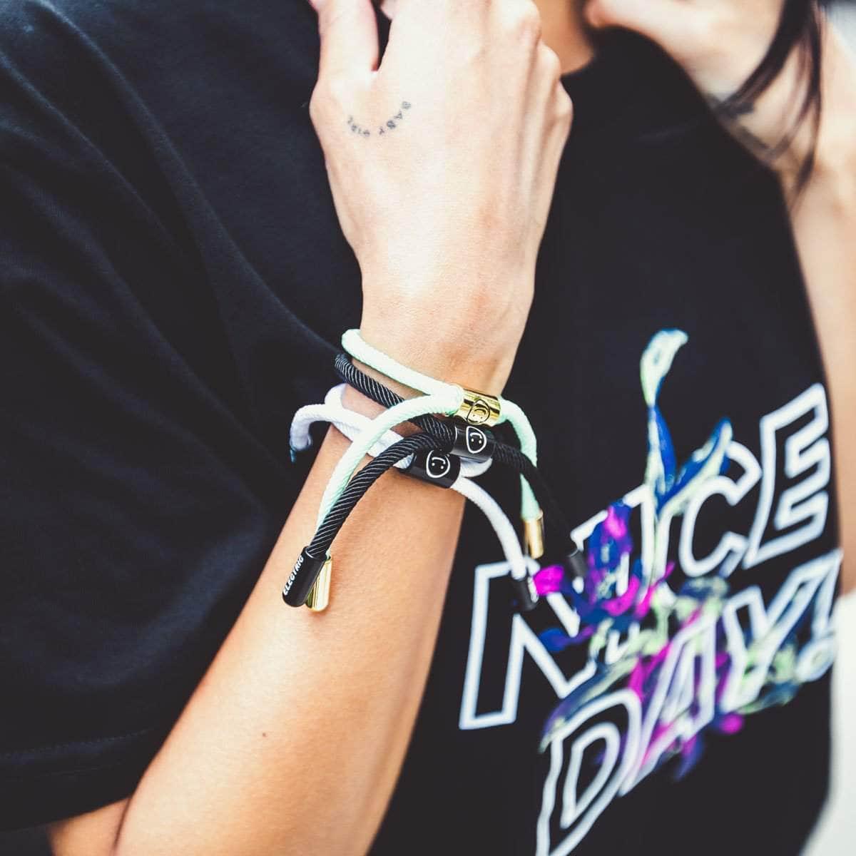 Good Times New School Bracelet (White/Black) - New School Bracelet - Electric Family- Electric Family Official Artist Merchandise