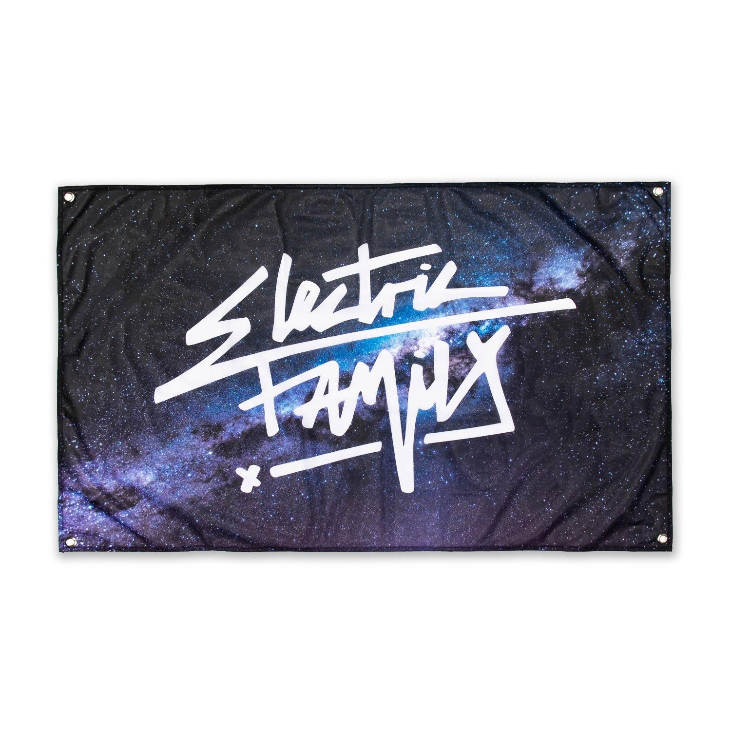 Graffiti Script Galaxy Flag - Flag - Electric Family- Electric Family Official Artist Merchandise