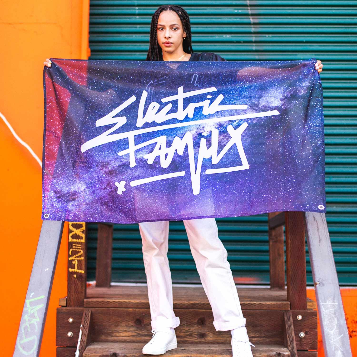 Graffiti Script Galaxy Flag - Flag - Electric Family- Electric Family Official Artist Merchandise