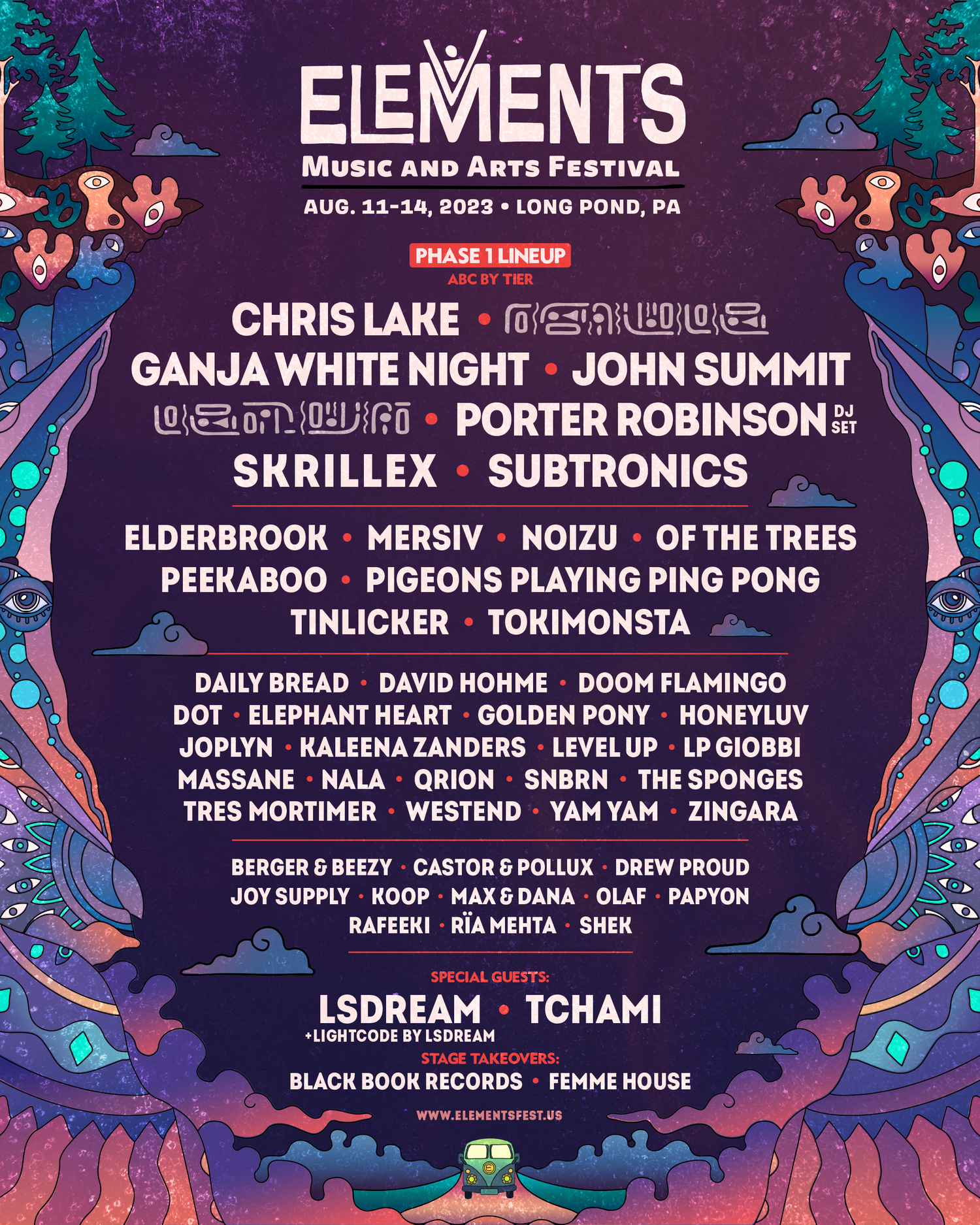 Elements Music & Arts Festival Announces Skrillex, Porter Robinson, Chris Lake, TOKiMONSTA, John Summit, Subtronics, LP Giobbi + More for 2023 Edition