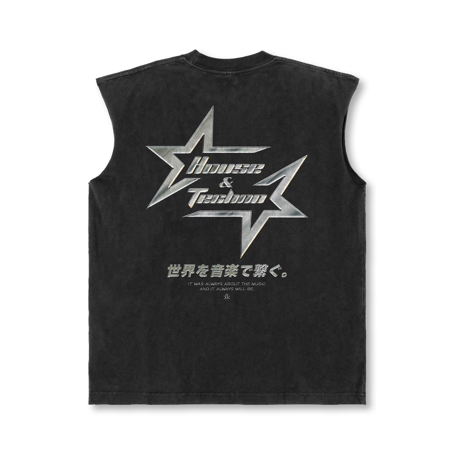 Chrome Star Sleeveless Tee / Vintage Black