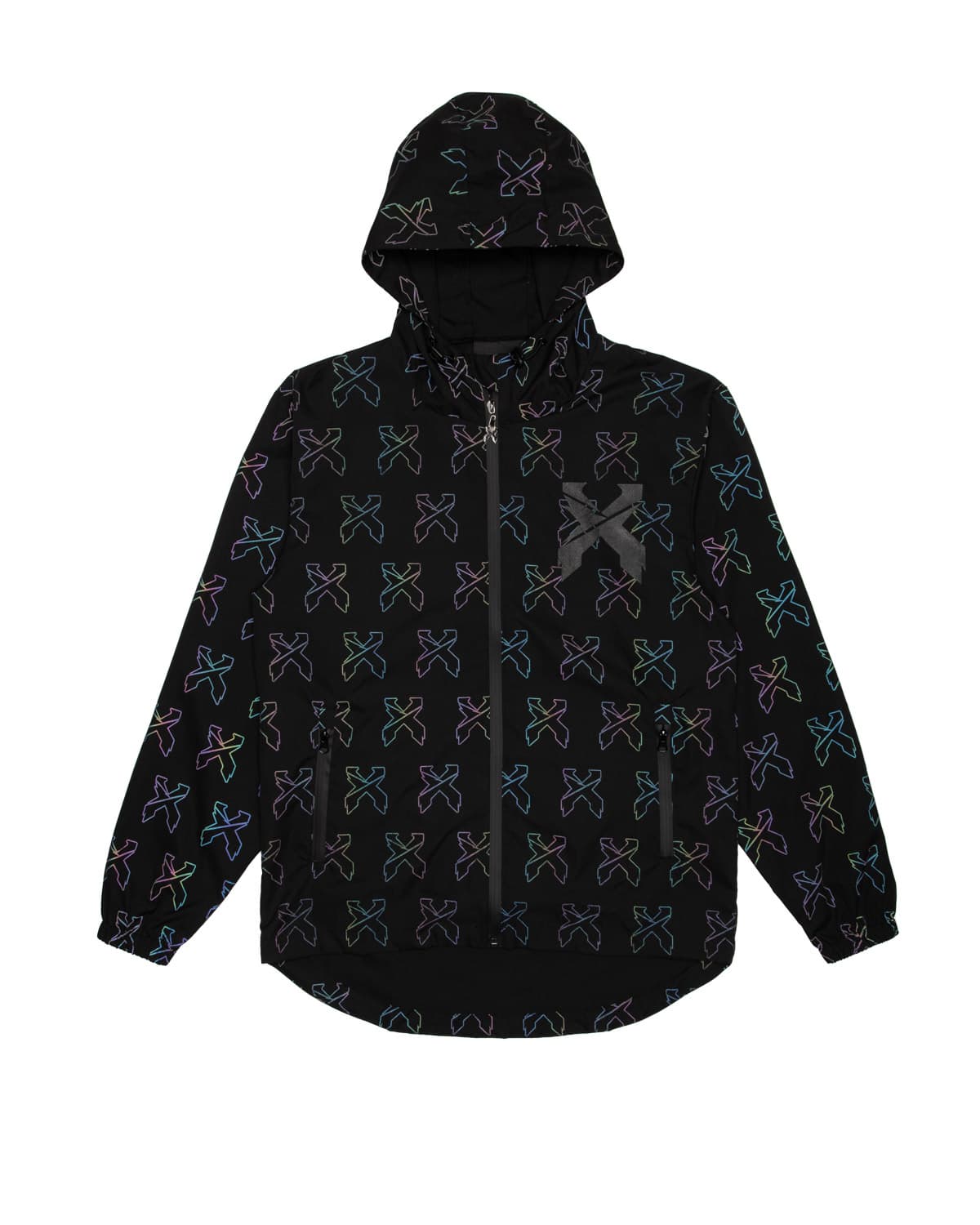 Sliced Logo All-Over Spectrum Reflective Zip Up Jacket (Black)