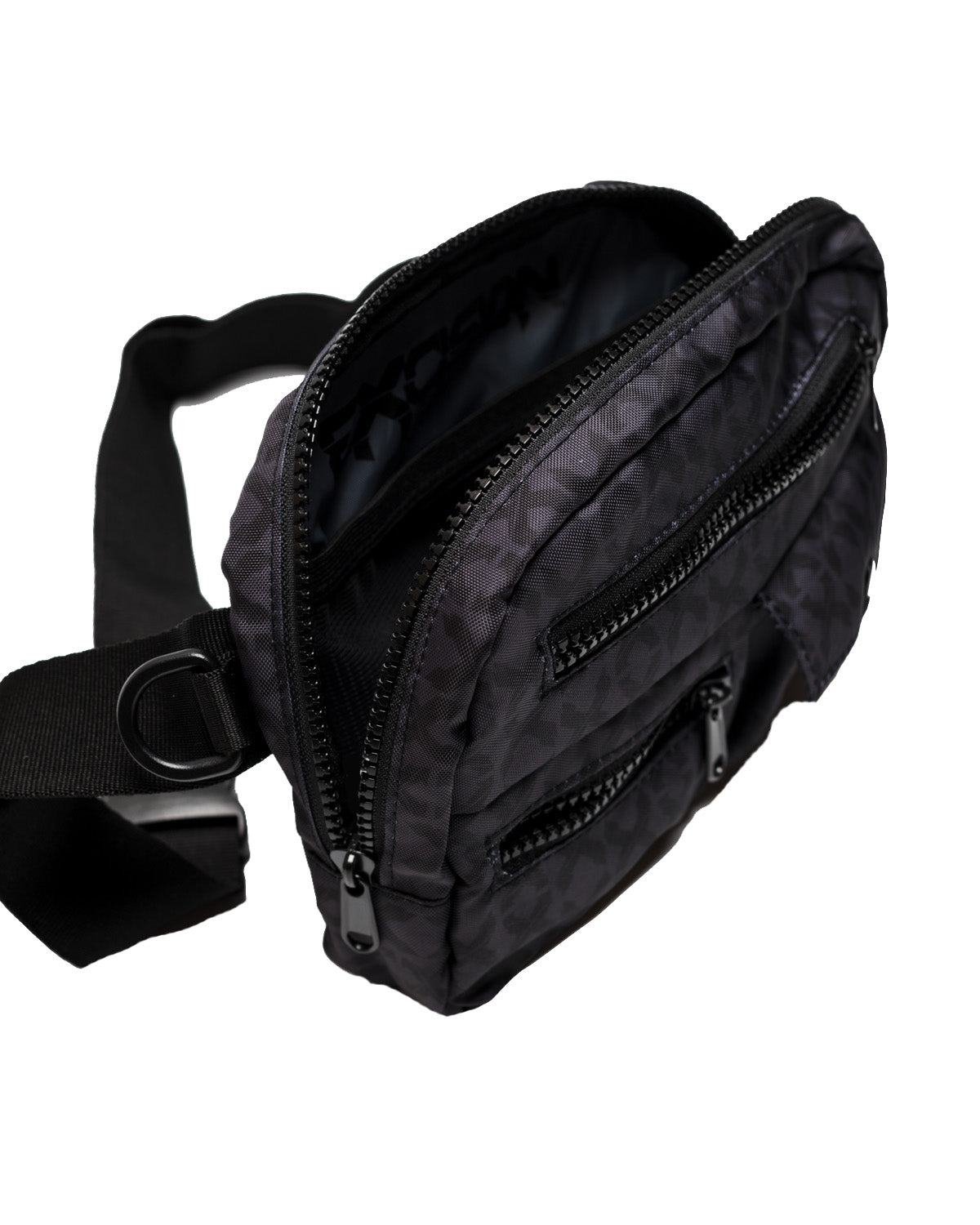 Sliced Logo All-Over Waist Bag (Black/Black)