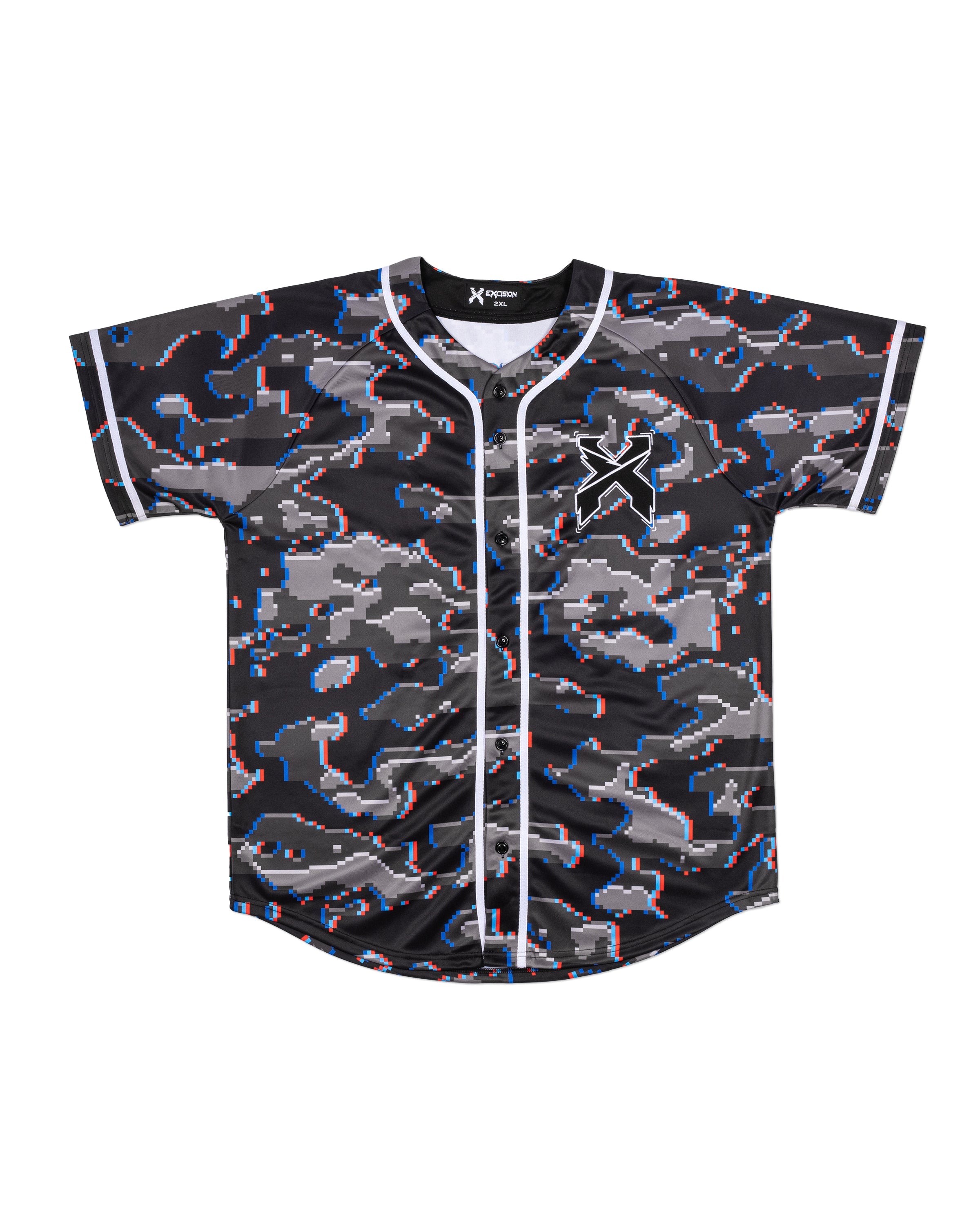 Excision Black/Red/Blue Camo Baseball Jersey