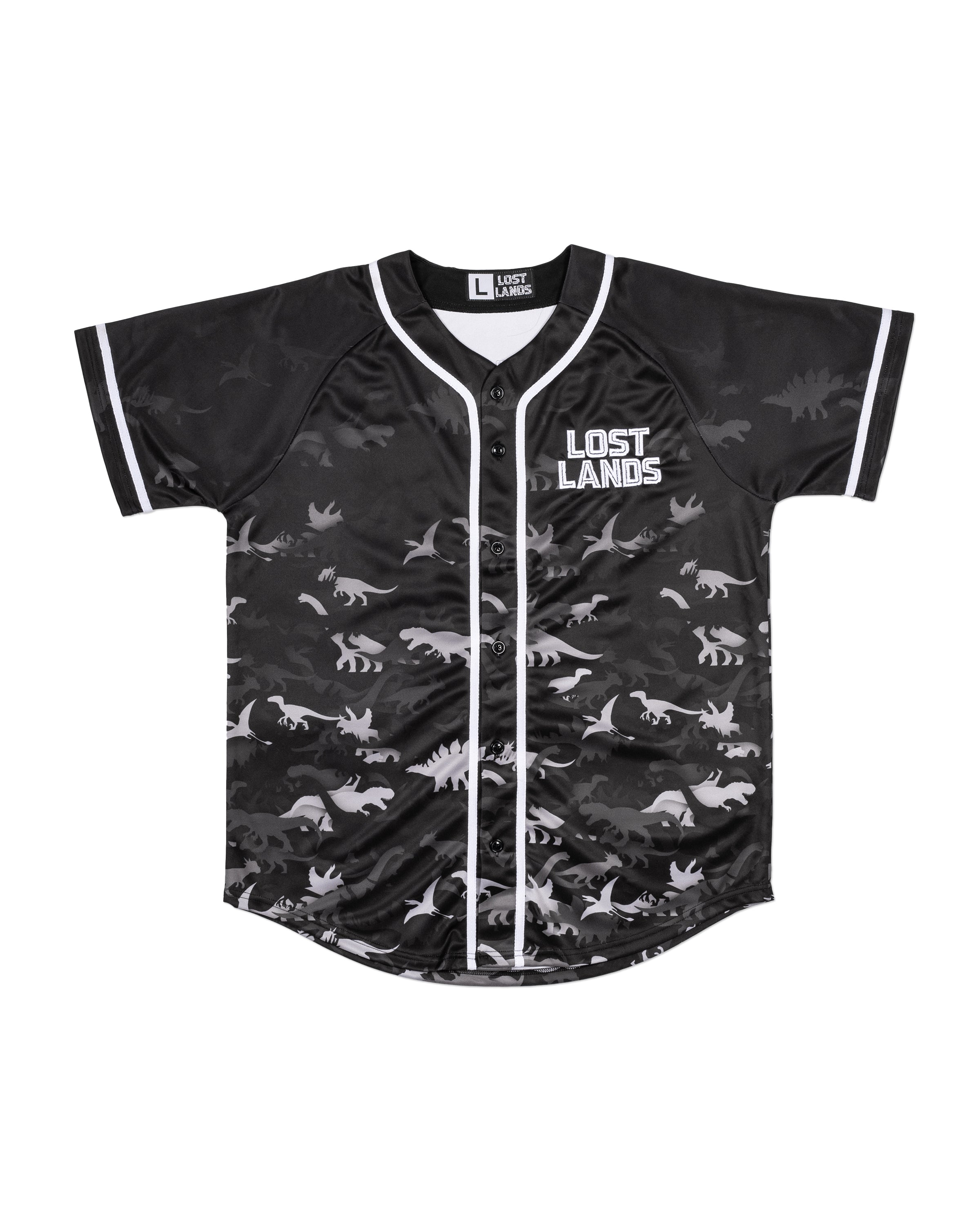 Lost Lands B&W Dino Baseball Jersey