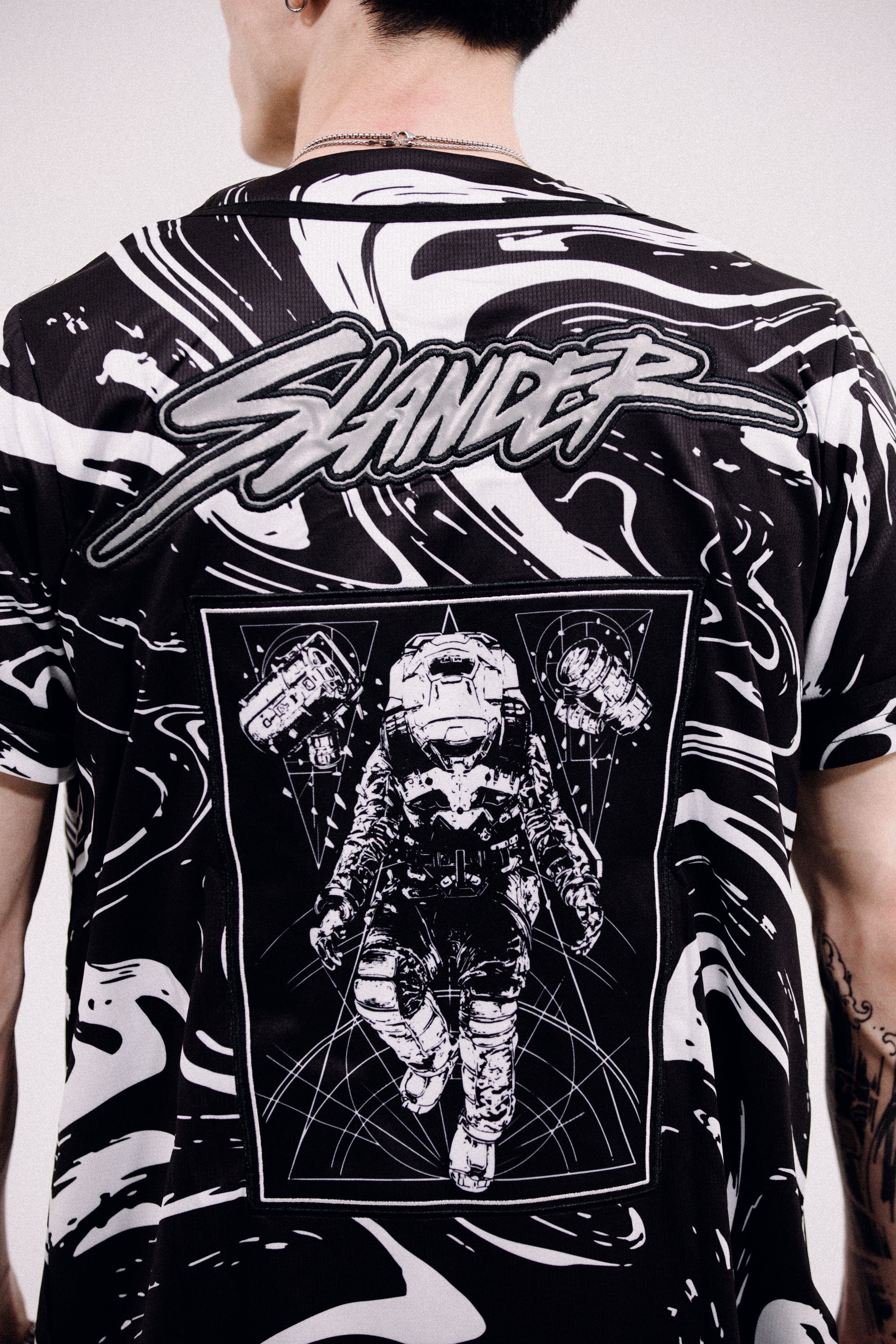 SPACEMAN JERSEY - BLACK/WHITE REFLECTIVE MARBLE