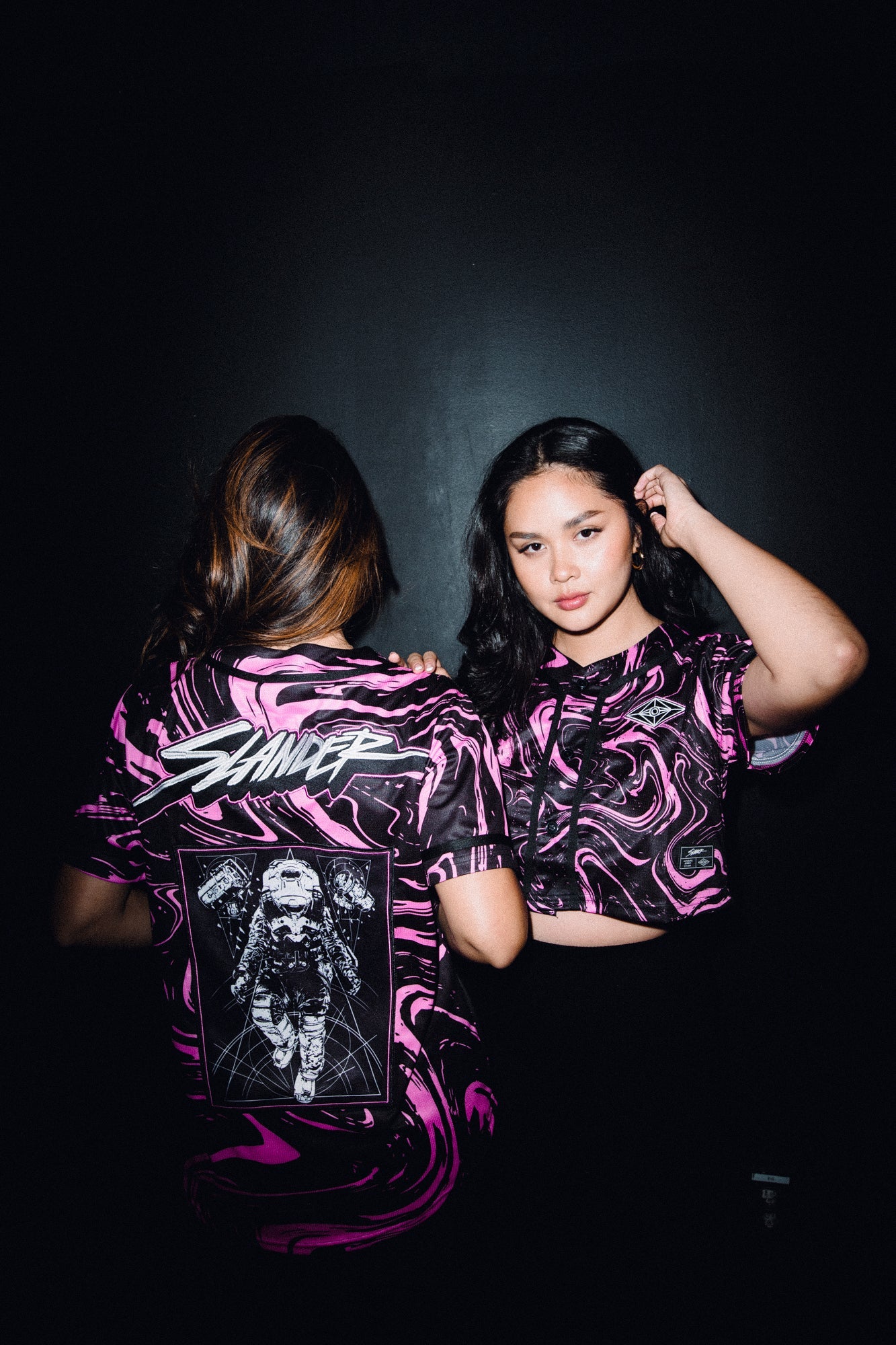 トップス Marble Print Jersey High Neck Top Mame Kurogouchi marble print jersey top