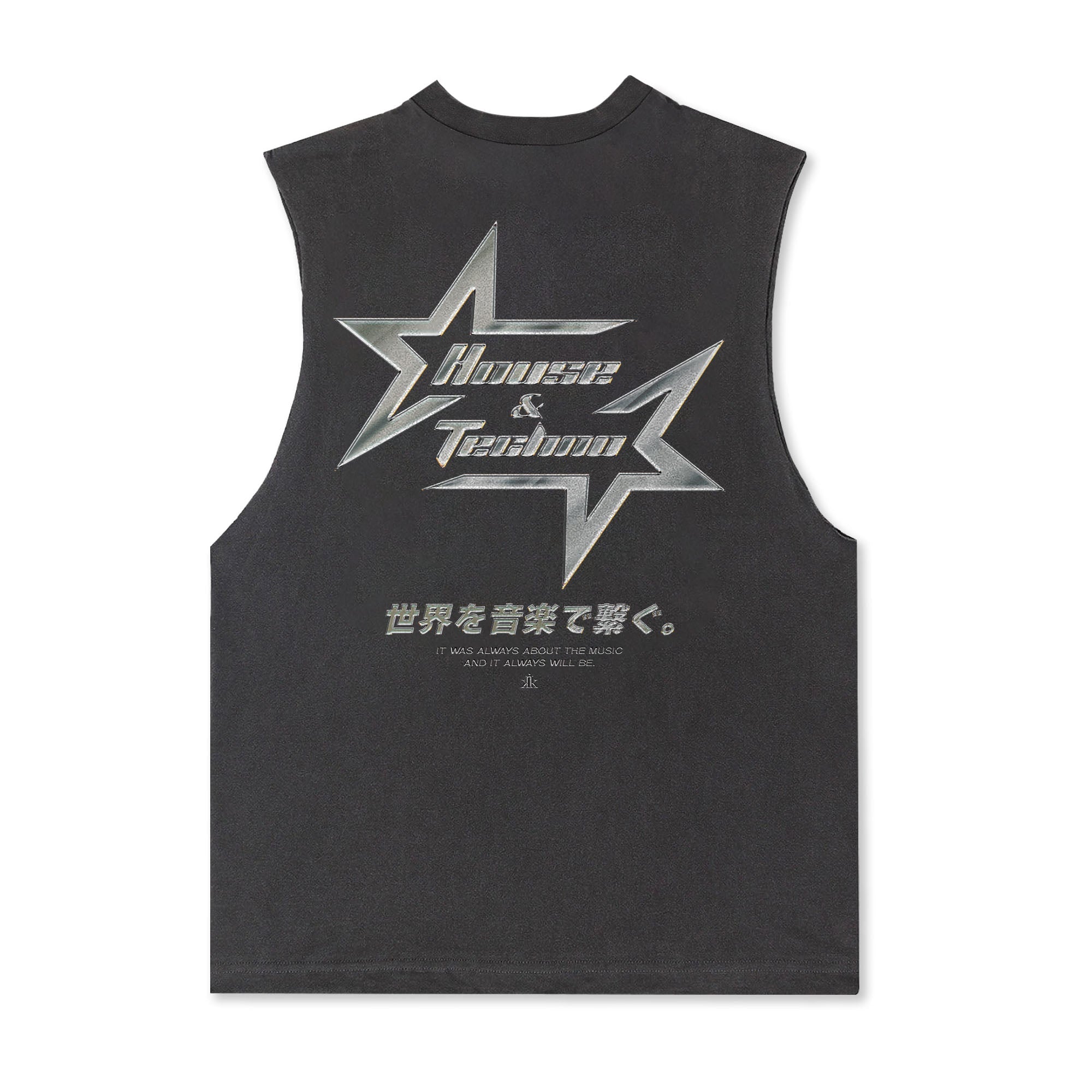 Chrome Star Sleeveless Tee / Vintage Black