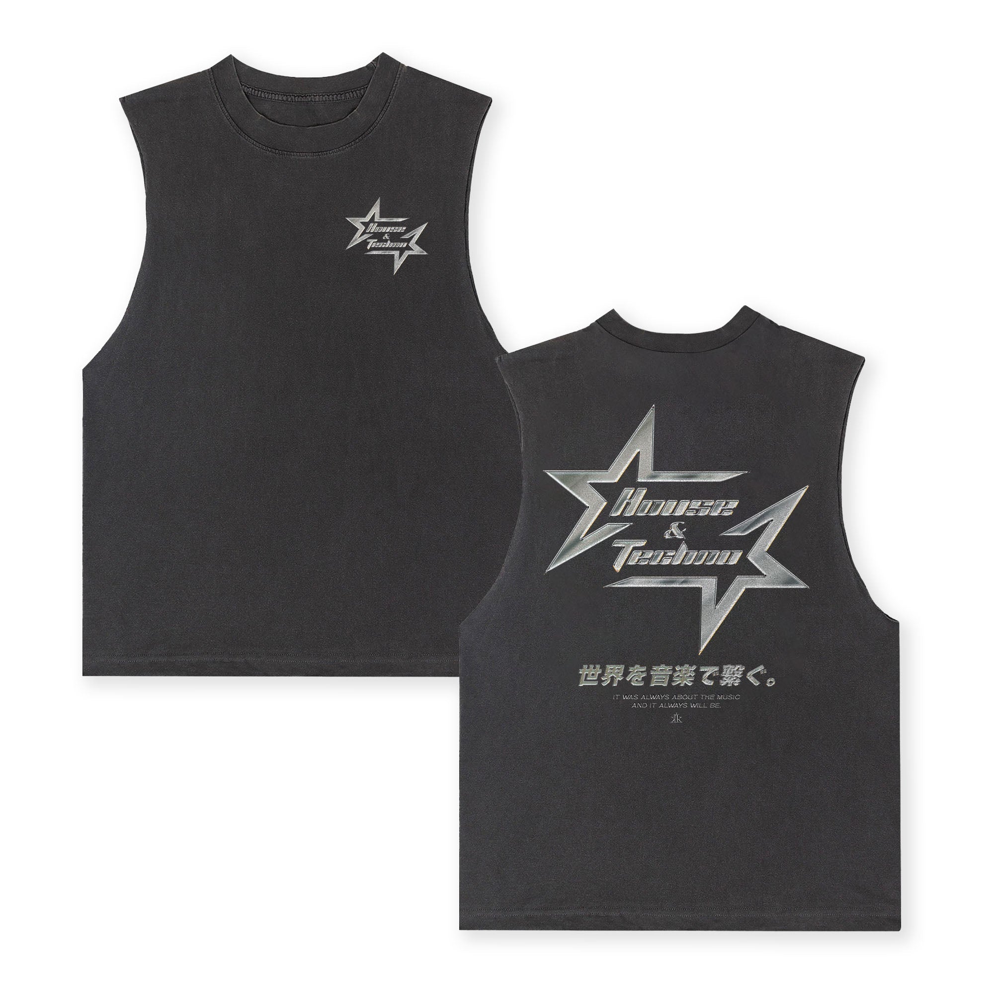 Chrome Star Sleeveless Tee / Vintage Black