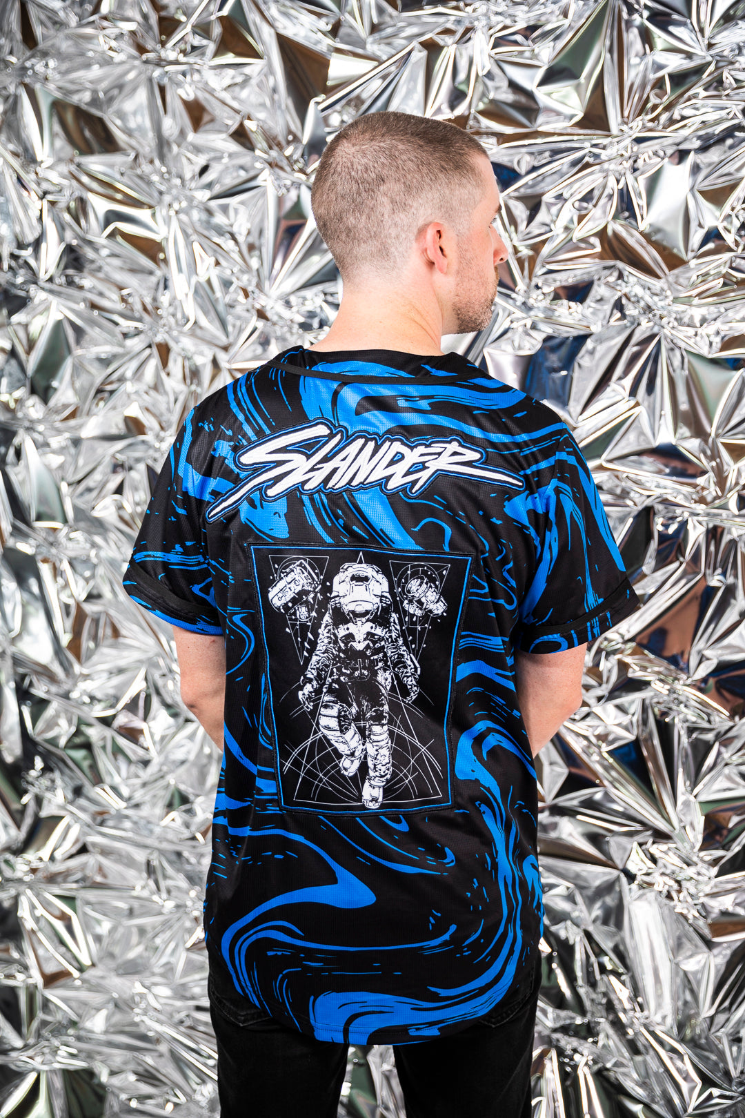 SPACEMAN JERSEY - BLUE/BLACK MARBLE - Baseball Jersey -  Slander-  Electric Family Official Artist Merchandise