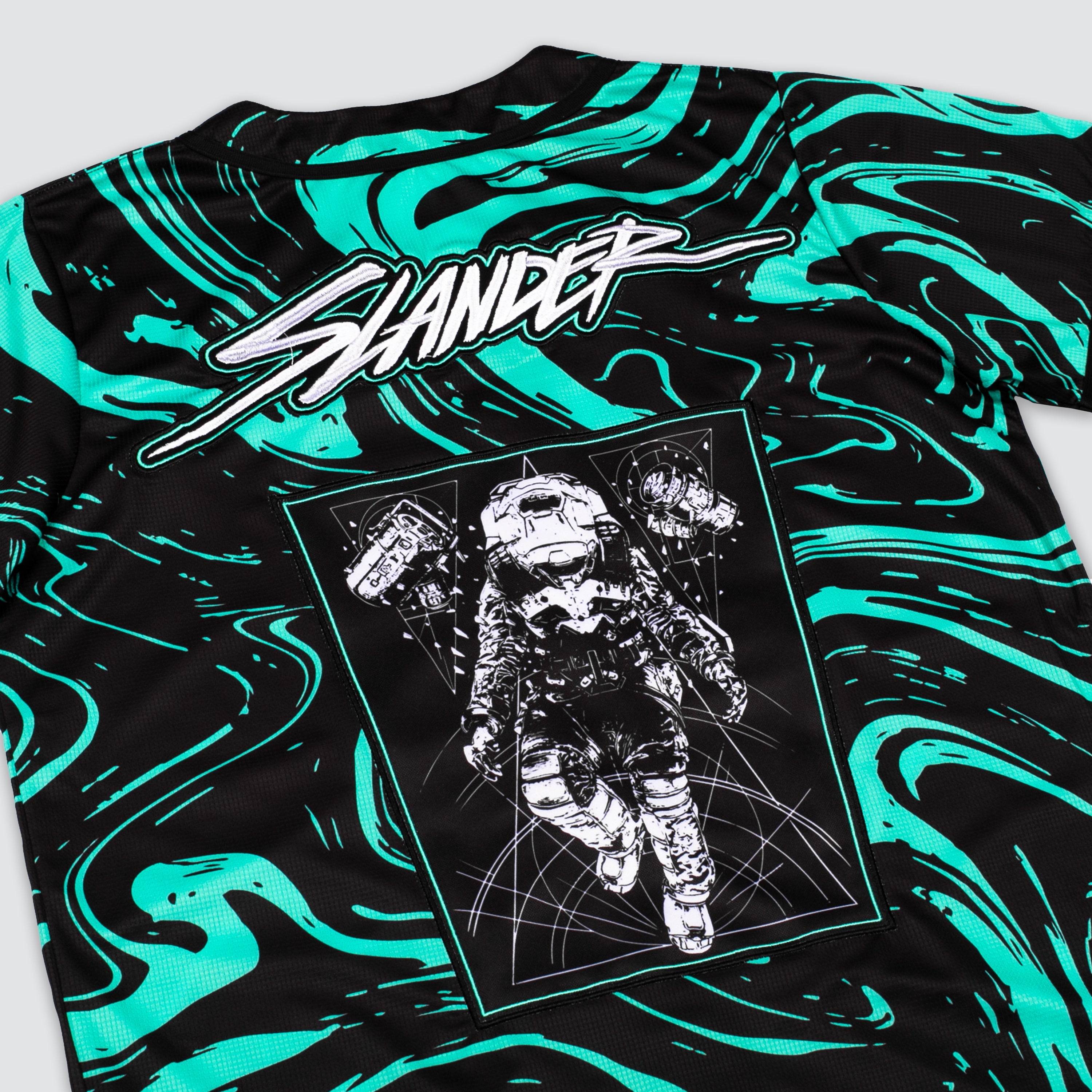 SPACEMAN JERSEY - TEAL/BLACK MARBLE - Baseball Jersey -  Slander-  Electric Family Official Artist Merchandise