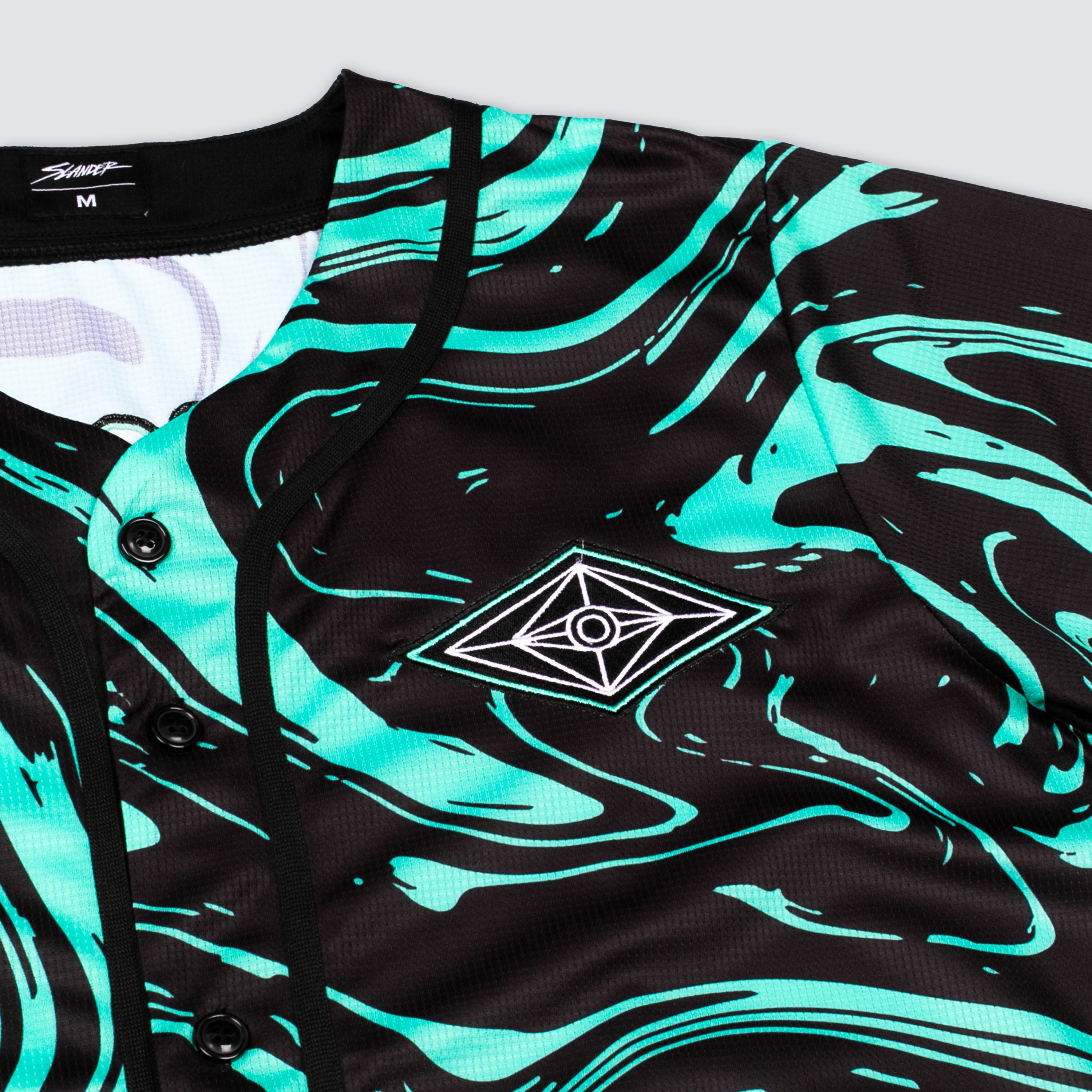 SPACEMAN JERSEY - TEAL/BLACK MARBLE - Baseball Jersey -  Slander-  Electric Family Official Artist Merchandise