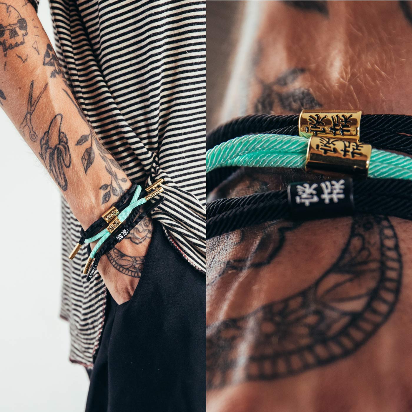 Kazoku New School (Aqua/Gold) - New School Bracelet -  Electric Family-  Electric Family Official Artist Merchandise